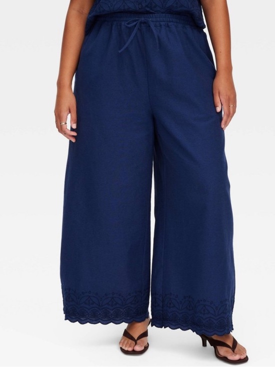 Roller Rabbit Pants - Roller Rabbit x Target Women's Scalloped Hem Drawstring Pants - Navy Blue - M